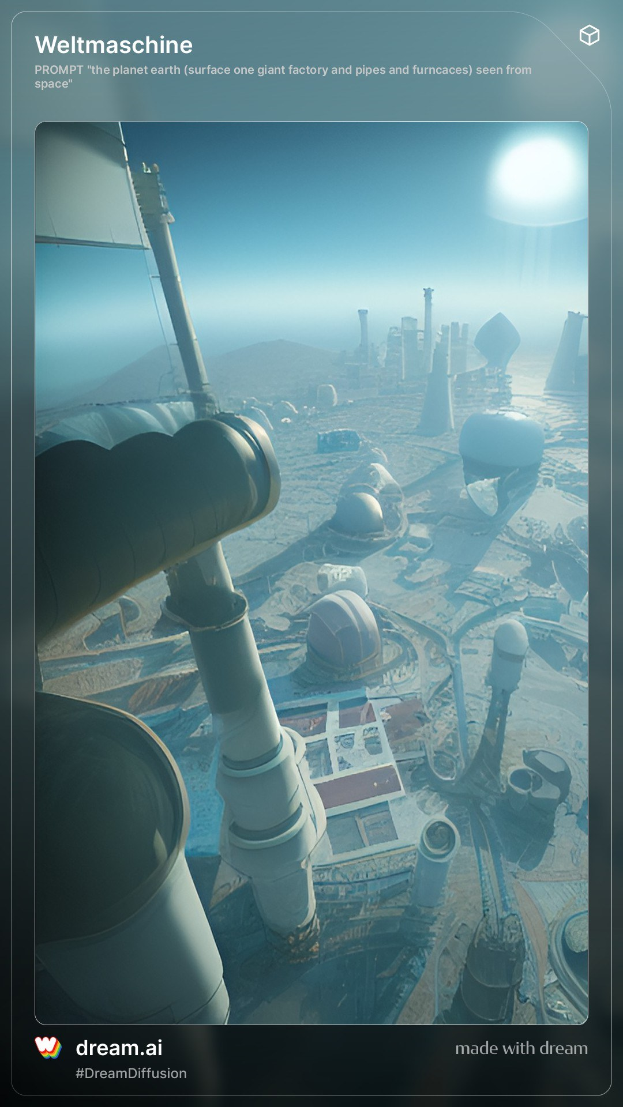 Ein Tablet mit einer futuristischen Stadtansicht auf dem Bildschirm, vor einem sichtbaren Himmel.