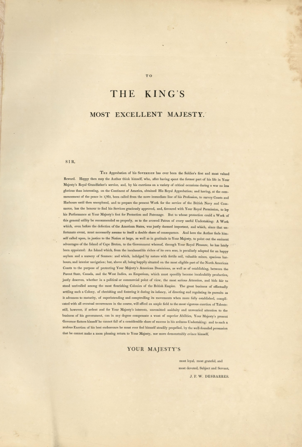 Offenes Buch mit der Aufschrift 'An den Königlichen Majestät' in fetter schwarzer Schrift auf einem weißen Hintergrund, umrahmt von einem goldenen Rand.