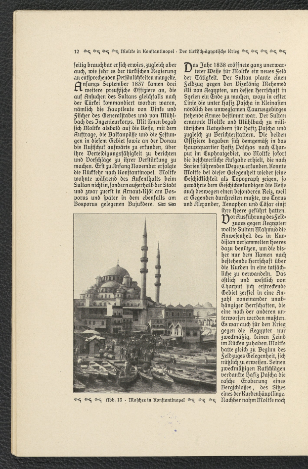 Offenes Buch mit Moschee-Illustration und begleitendem Text