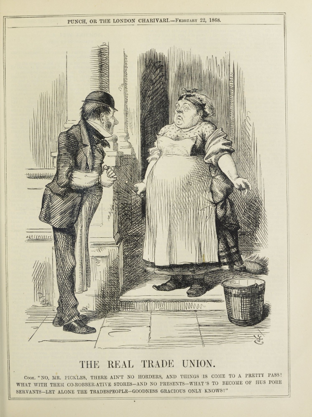 Eine handgezeichnete Skizze auf Papier zeigt einen Mann und eine Frau neben einem Eimer, mit dem Text "Der Echte Gewerkschafter" unten.