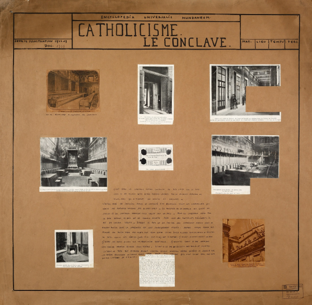 Ein Buch mit Bildern verschiedener Räume, Flure und Artefakte innerhalb der Katholischen Kirche, begleitet von Texten zur Geschichte und Bedeutung.