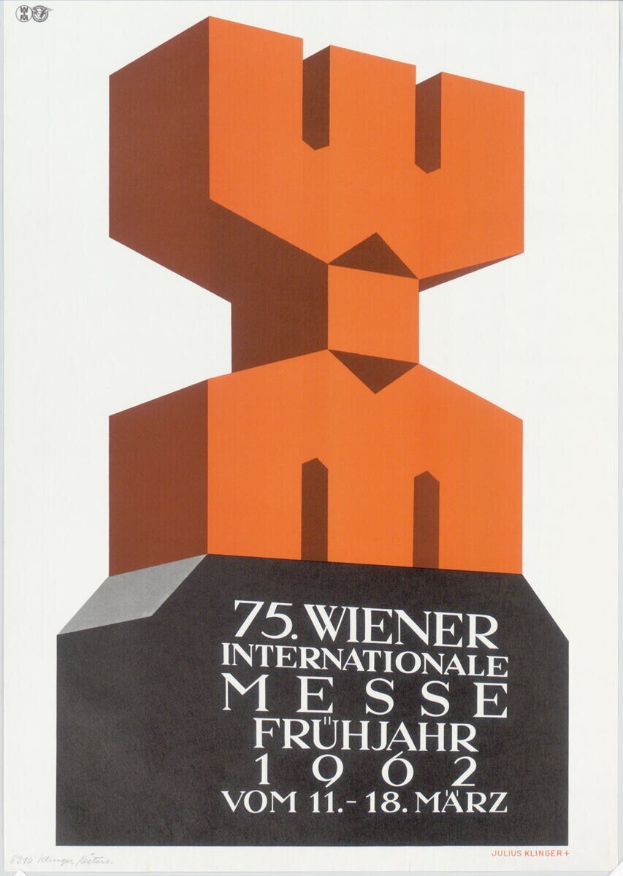Plakat für die 75. Internationale Messe Frühjahr in München, Deutschland, mit einer farbenfrohen zentralen Skulptur und Eventdetails auf einem wei├čem Hintergrund.