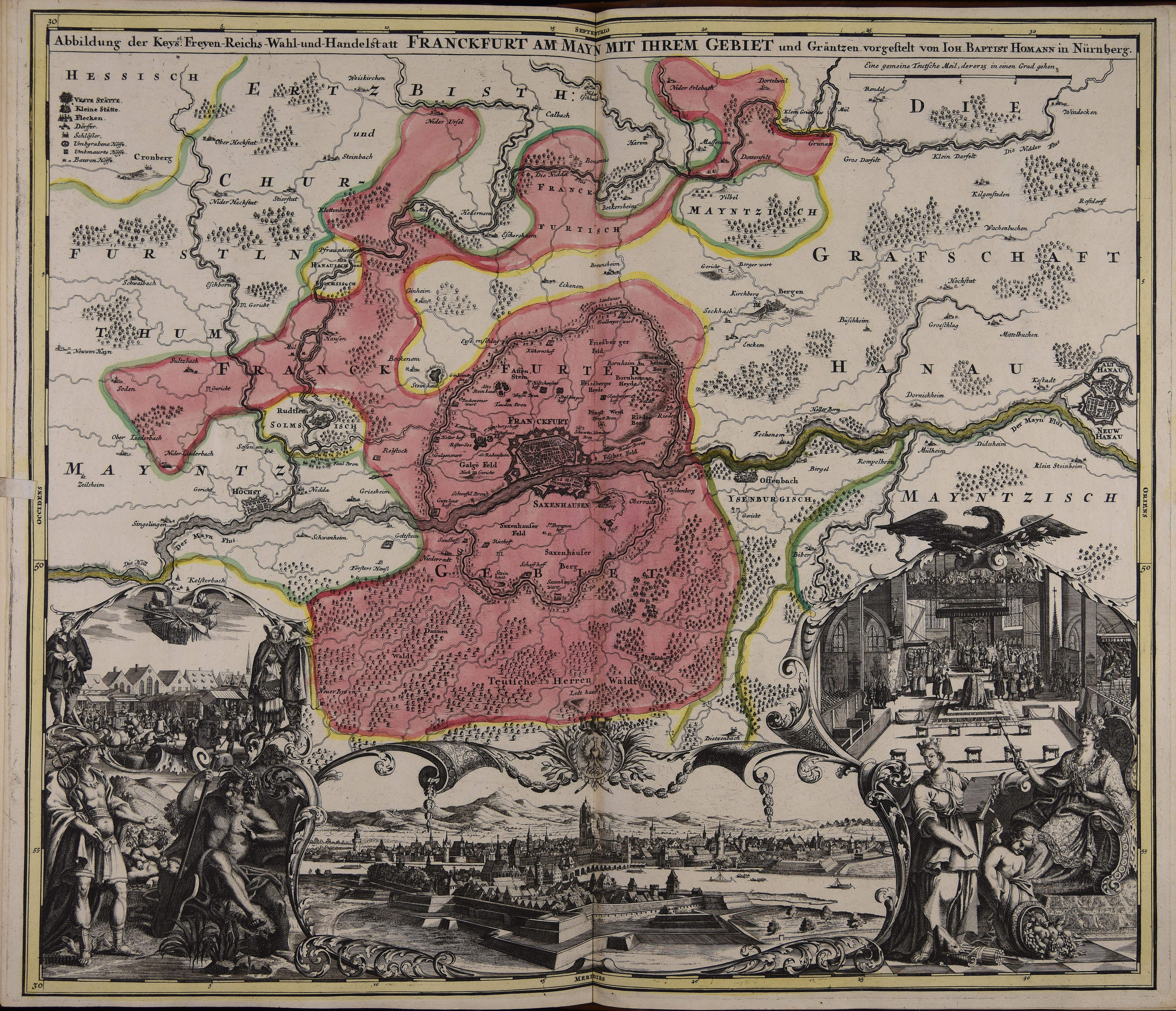 Ein altes Buch mit einer zentralen Deutschlandkarte, umgeben von Bildern und Text, strahlt einen klassischen und zeitlosen Look aus.