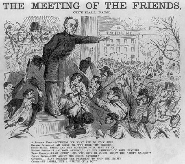 Eine handgezeichnete Papierzene namens "Die Zusammenkunft der Freunde, Rathauspark" zeigt eine Gruppe von Menschen, einige mit Waffen, und ein Gebäude im Hintergrund.