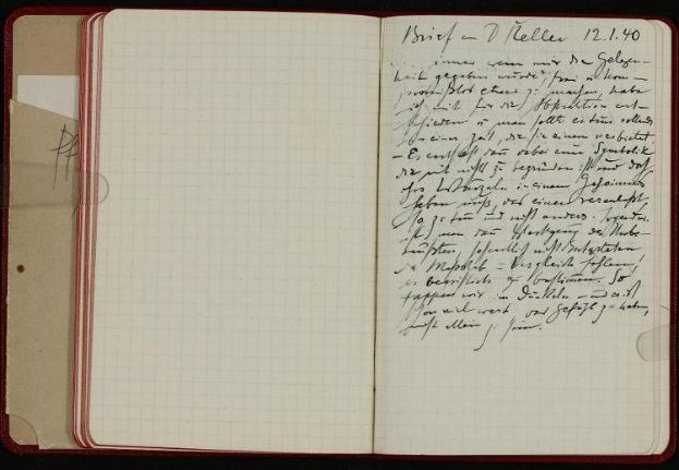 Ein offenes Tagebuch mit handgeschriebenem Text, das einem toten deutschen Soldaten aus dem Zweiten Weltkrieg gehört.